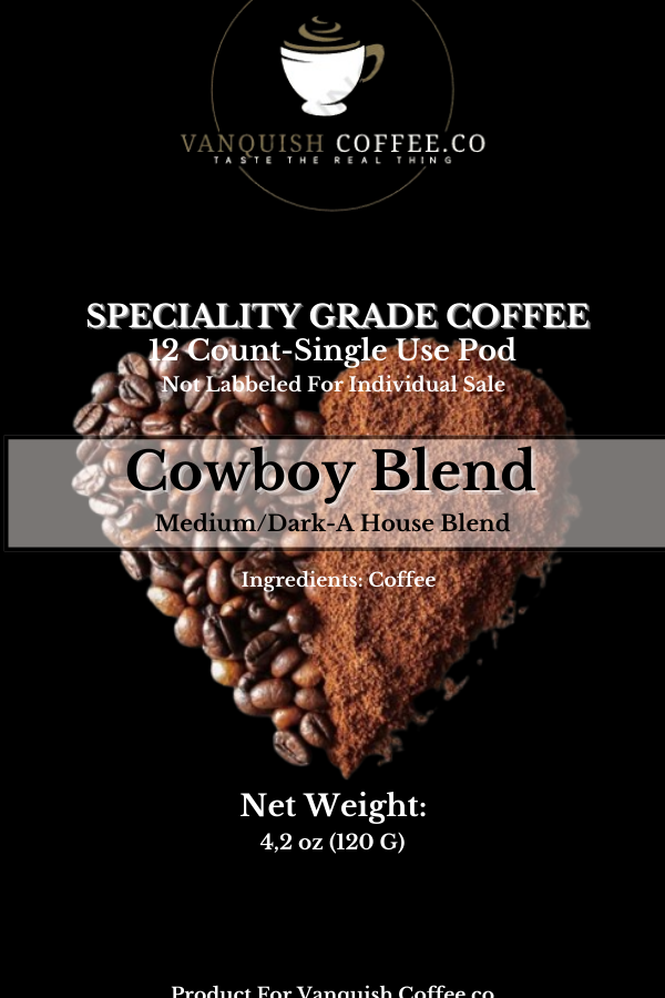 Cowboy Blend (Medium & Dark Roast) [12 Single Use Cups]